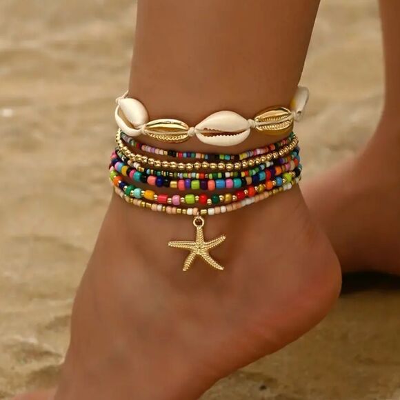Colorful Seashell Ankle Bracelet - Picture 1 of 2